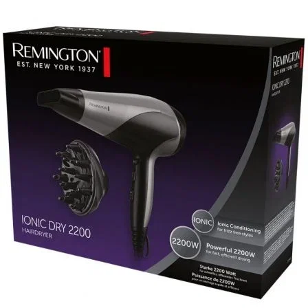 Remington Ionic Dry 2200 Secador de pelo con difusor, Negro y Gris